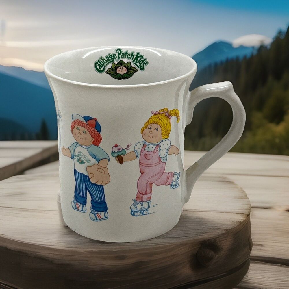 1984 Cabbage Patch Kids Ceramic Mug Football Cheer Baseball Jump Rope‎ Skating